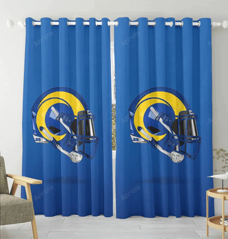 Los Angeles Rams Helmet Blue Blackout Window Curtain 2 Panels For Living Room Bed Room Gift For Fan
