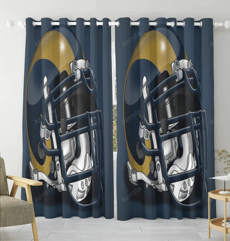 Los Angeles Rams Helmet Navy Blackout Window Curtain 2 Panels For Living Room Bed Room Gift For Fan