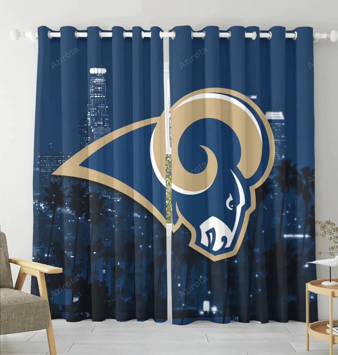 Los Angeles Rams City Blackout Window Curtain 2 Panels For Living Room Bed Room Gift For Fan
