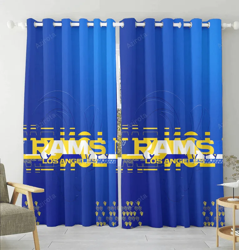 Los Angeles Rams Yellow Rams Blue2 Blackout Window Curtain 2 Panels For Living Room Bed Room Gift For Fan