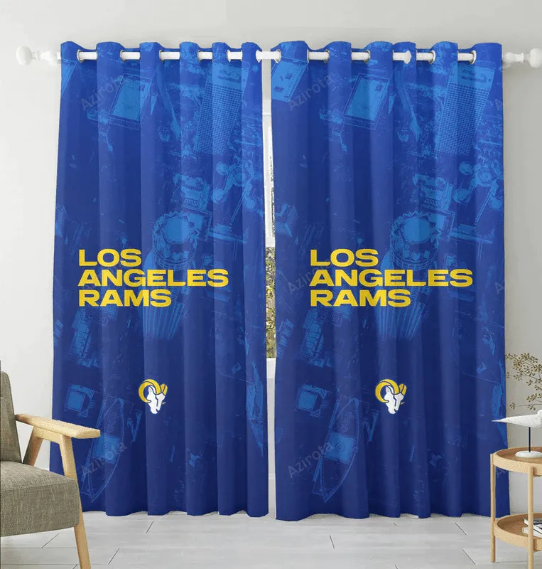 Los Angeles Rams City Blue Blackout Window Curtain 2 Panels For Living Room Bed Room Gift For Fan