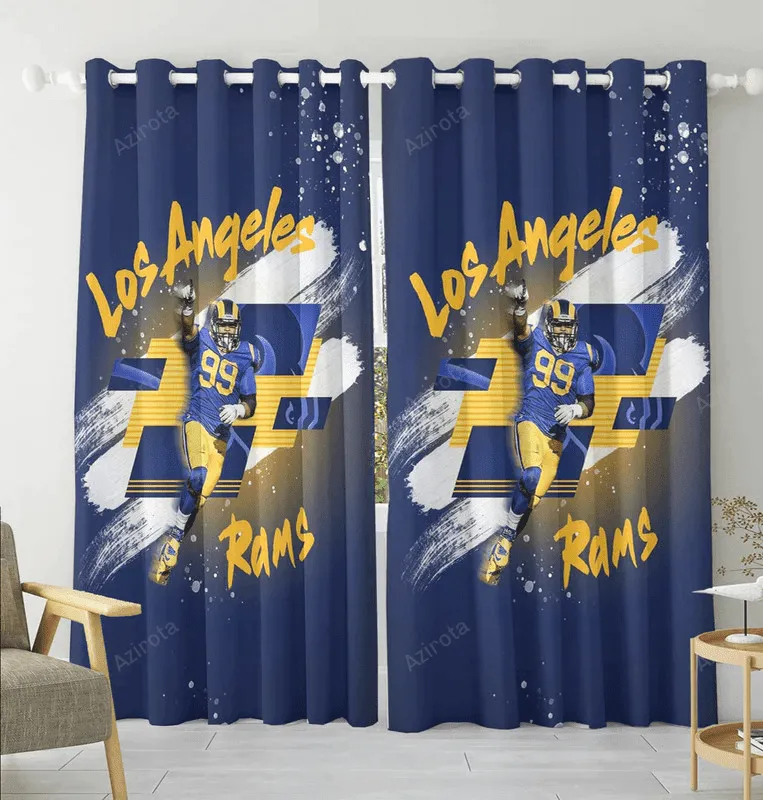 Los Angeles Rams Aaron Donald5 Blackout Window Curtain 2 Panels For Living Room Bed Room Gift For Fan