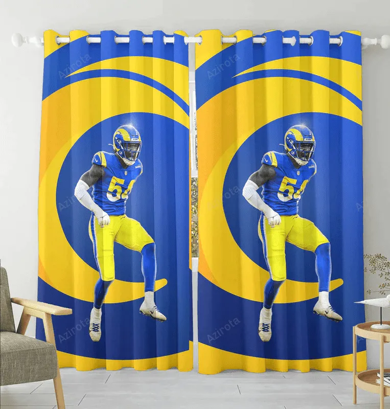 Los Angeles Rams Leonard Floyd1 Blackout Window Curtain 2 Panels For Living Room Bed Room Gift For Fan