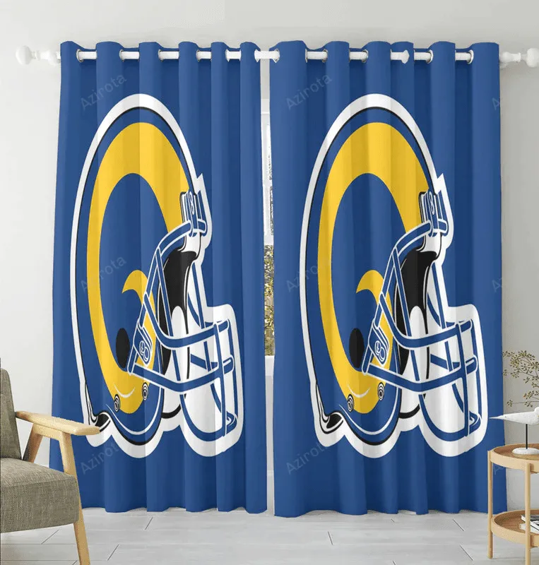 Los Angeles Rams Helmet Blackout Window Curtain 2 Panels For Living Room Bed Room Gift For Fan