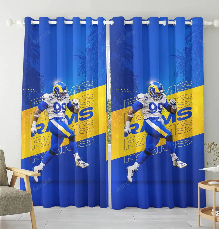 Los Angeles Rams Aaron Donald2 Blackout Window Curtain 2 Panels For Living Room Bed Room Gift For Fan