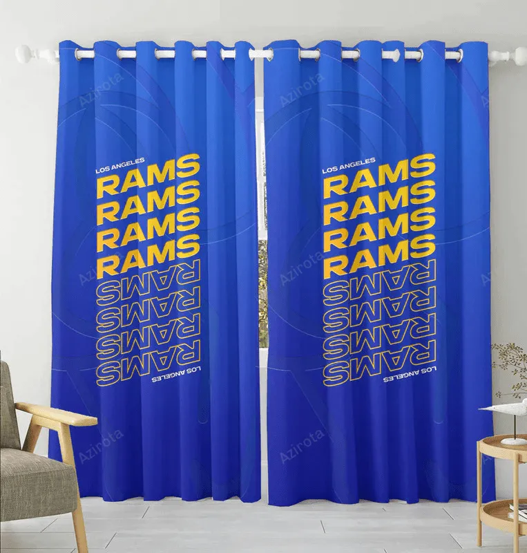 Los Angeles Rams Yellow Rams Blue1 Blackout Window Curtain 2 Panels For Living Room Bed Room Gift For Fan