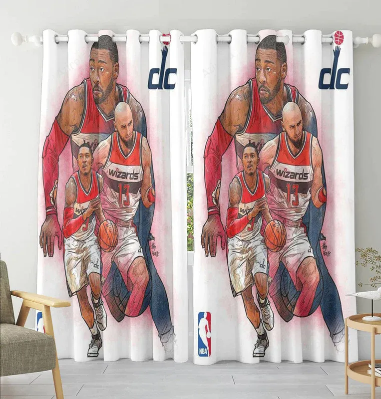 Washington Wizards All Players3 Blackout Window Curtain 2 Panels For Living Room Bed Room Gift For Fan