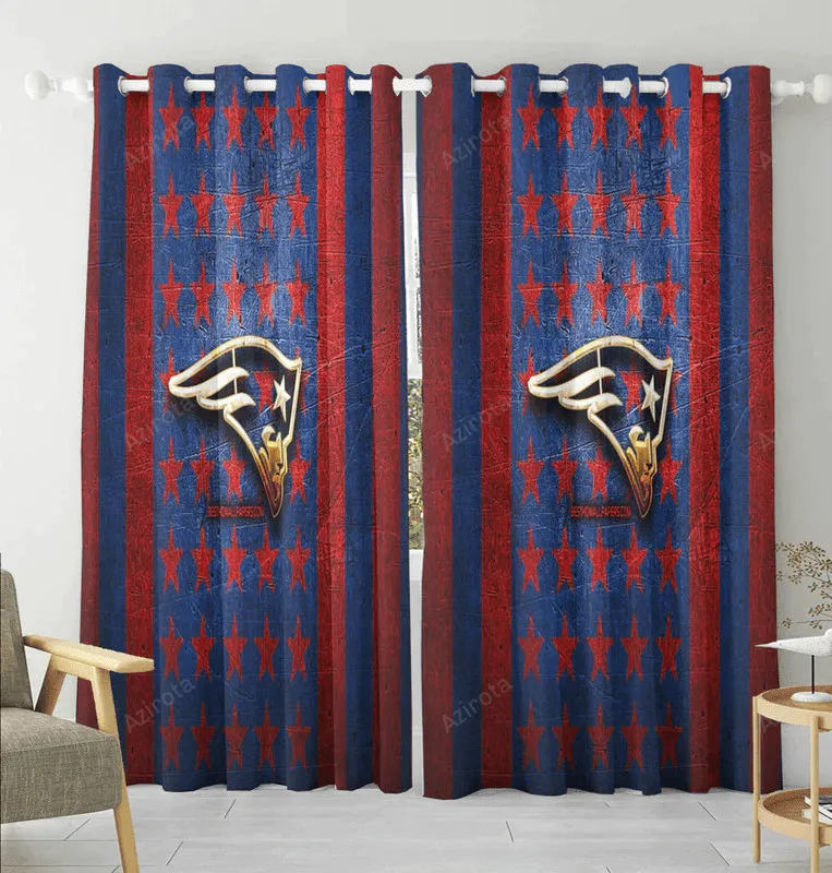 New England Patriots Golden Pat Red Blue Blackout Window Curtain 2 Panels For Living Room Bed Room Gift For Fan