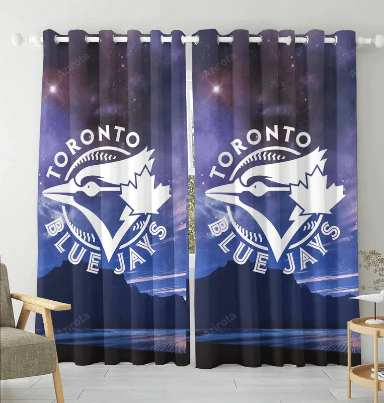 Toronto Blue Jays Russell Bird Purple Sky1 Blackout Window Curtain 2 Panels For Living Room Bed Room Gift For Fan