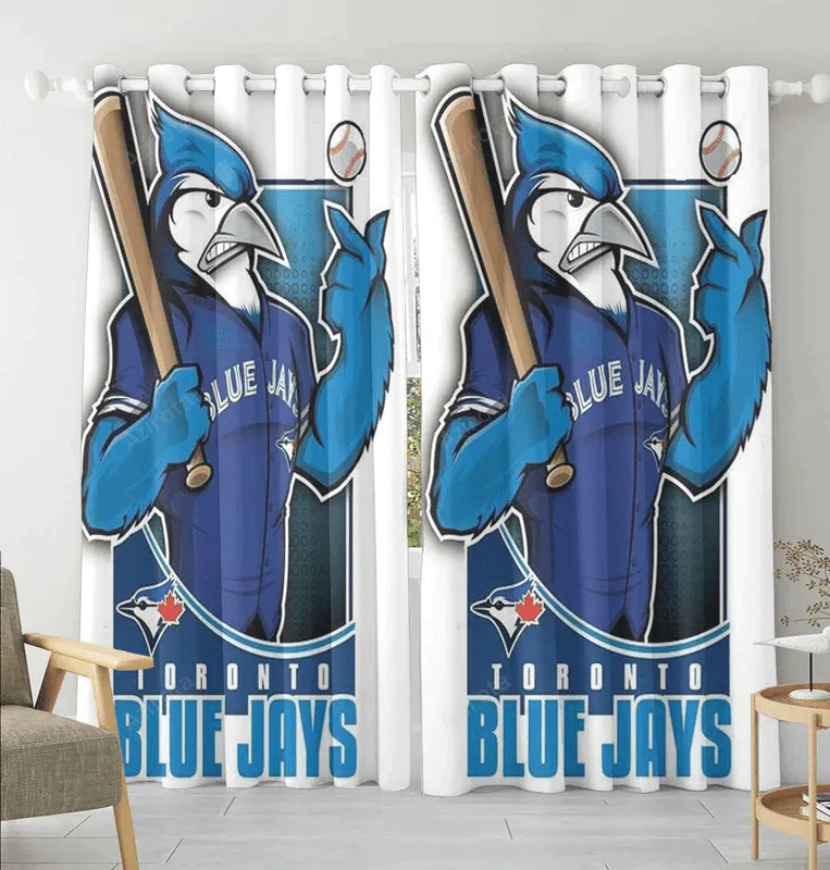 Toronto Blue Jays Danny Mascot1 Blackout Window Curtain 2 Panels For Living Room Bed Room Gift For Fan