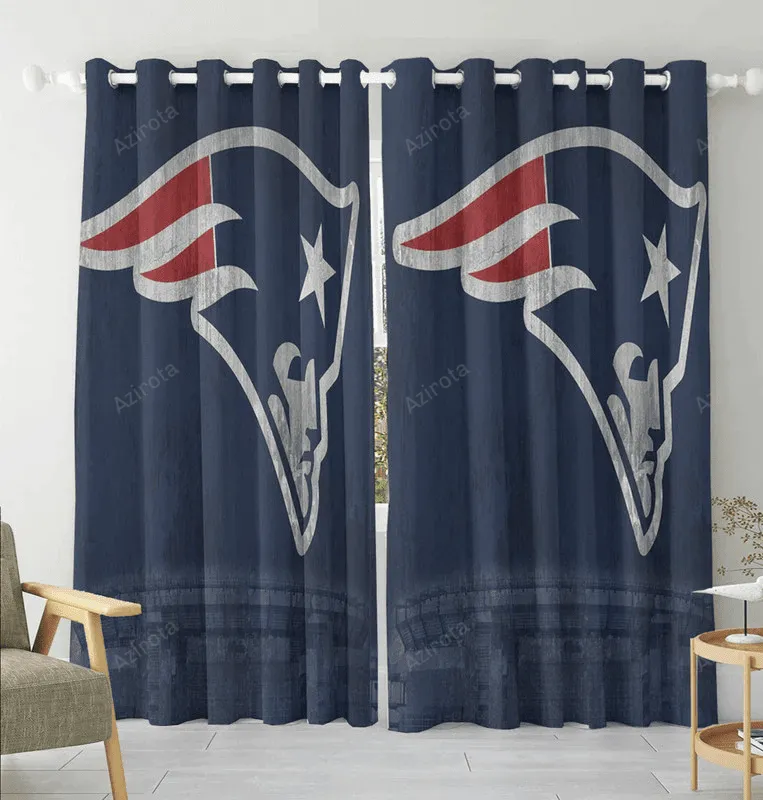 New England Patriots Stadium Blue Blackout Window Curtain 2 Panels For Living Room Bed Room Gift For Fan