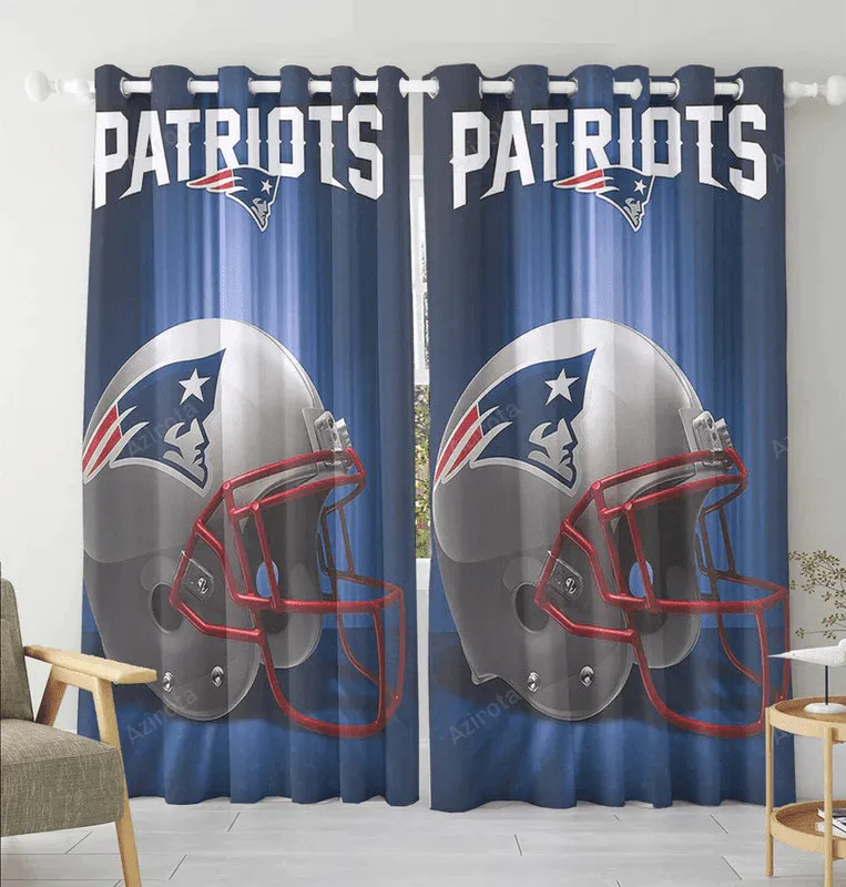 New England Patriots Shinning Helmet Blackout Window Curtain 2 Panels For Living Room Bed Room Gift For Fan