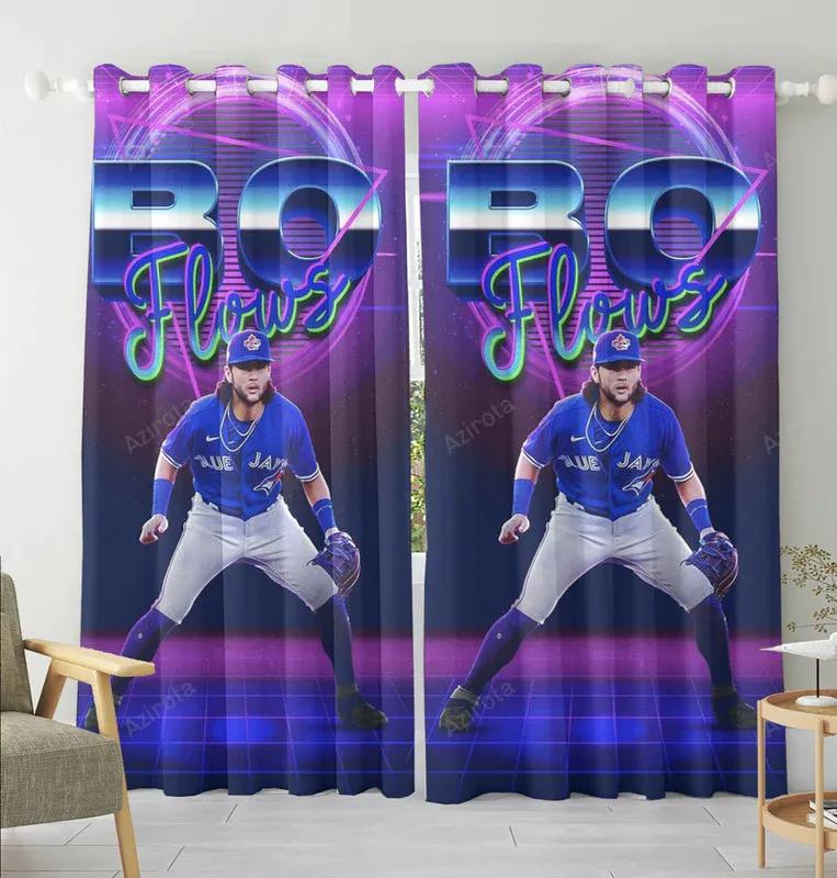 Toronto Blue Jays Bo Bichette5 Blackout Window Curtain 2 Panels For Living Room Bed Room Gift For Fan