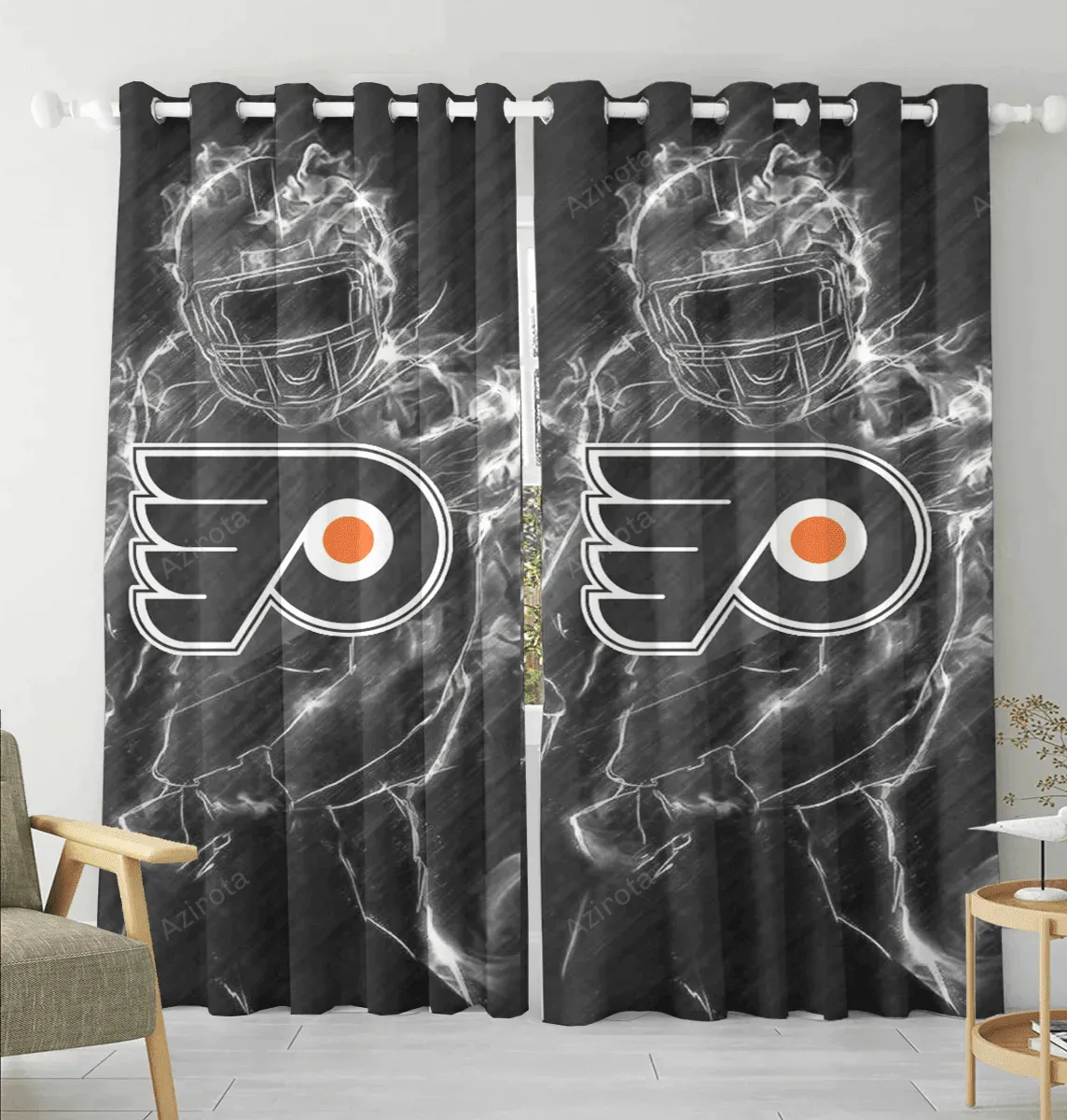 Philadelphia Flyers Legend Blackout Window Curtain 2 Panels For Living Room Bed Room Gift For Fan