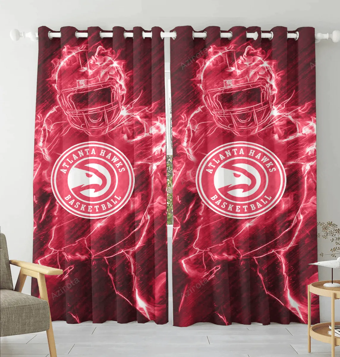 Atlanta Hawks Legend Blackout Window Curtain 2 Panels For Living Room Bed Room Gift For Fan
