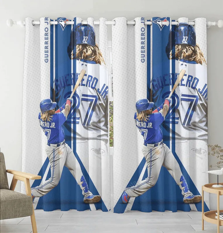 Toronto Blue Jays Vladimir Guerrero Jr2 Blackout Window Curtain 2 Panels For Living Room Bed Room Gift For Fan