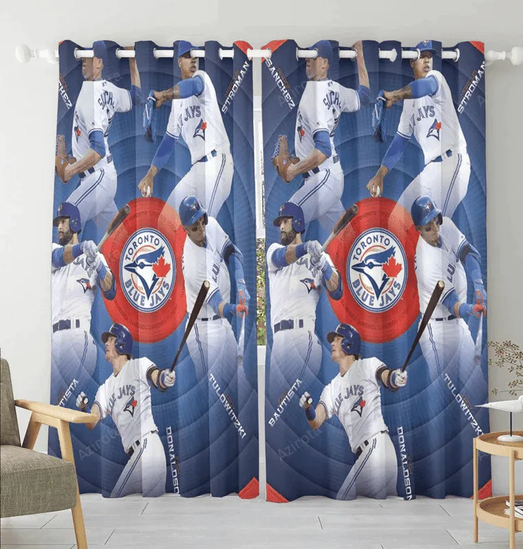 Toronto Blue Jays Russell All Players1 Blackout Window Curtain 2 Panels For Living Room Bed Room Gift For Fan