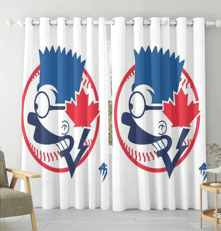 Toronto Blue Jays Danny Bart Simpson1 Blackout Window Curtain 2 Panels For Living Room Bed Room Gift For Fan