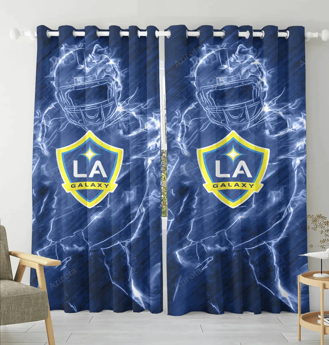 LA Galaxy Legend Blackout Window Curtain 2 Panels For Living Room Bed Room Gift For Fan