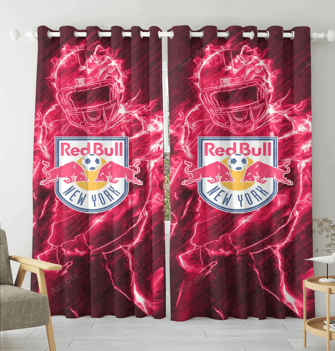 New York Red Bulls Legend Blackout Window Curtain 2 Panels For Living Room Bed Room Gift For Fan