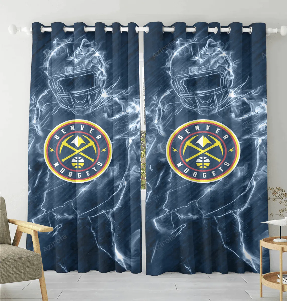 Denver Nuggets Legend Blackout Window Curtain 2 Panels For Living Room Bed Room Gift For Fan