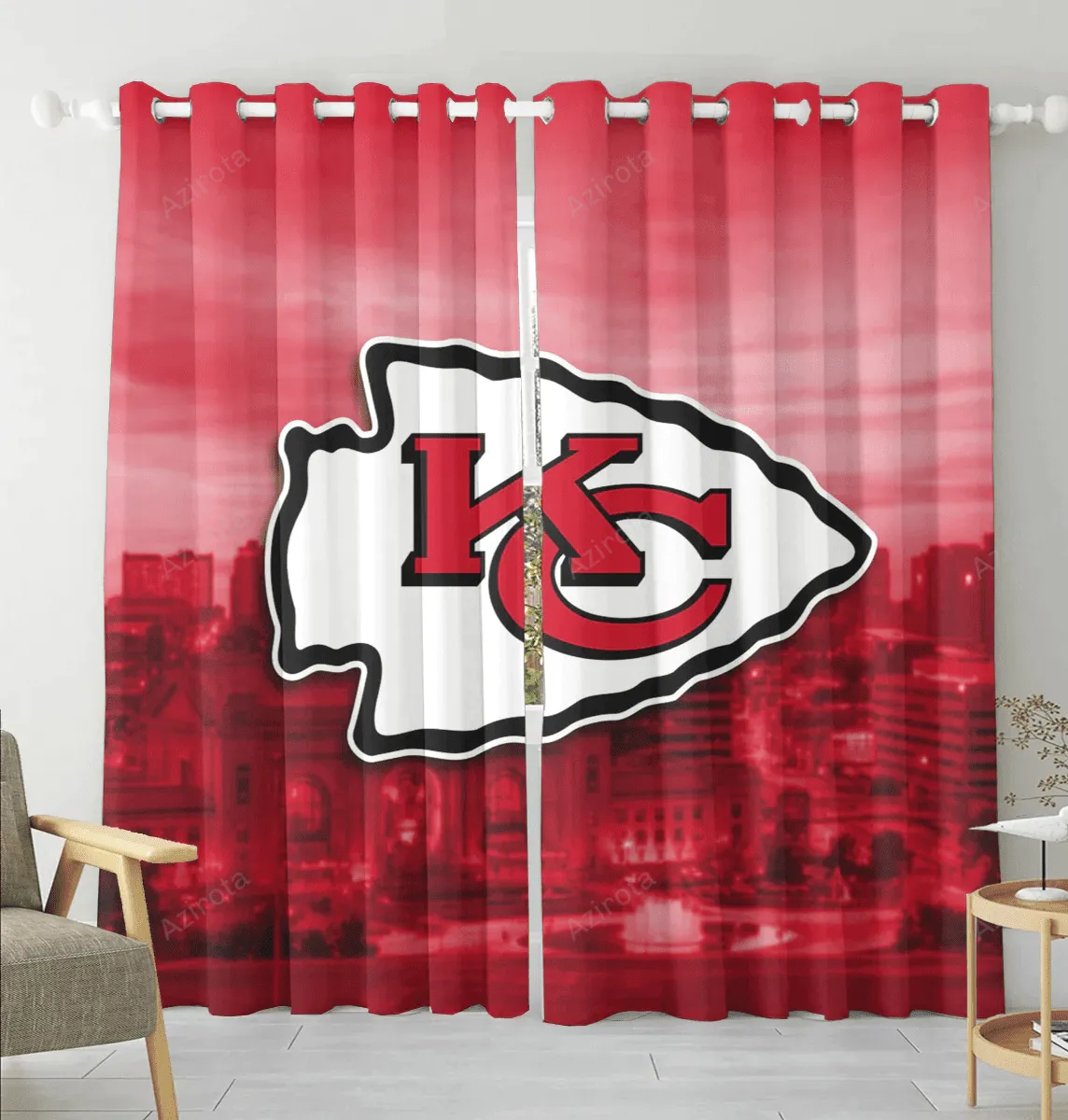 Kansas City Chiefs City Blackout Window Curtain 2 Panels For Living Room Bed Room Gift For Fan