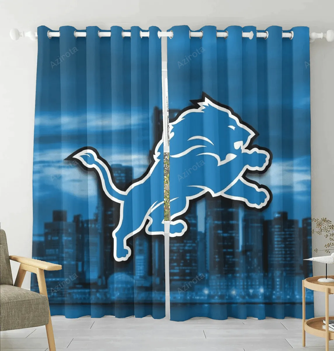 Detroit Lions City Blackout Window Curtain 2 Panels For Living Room Bed Room Gift For Fan