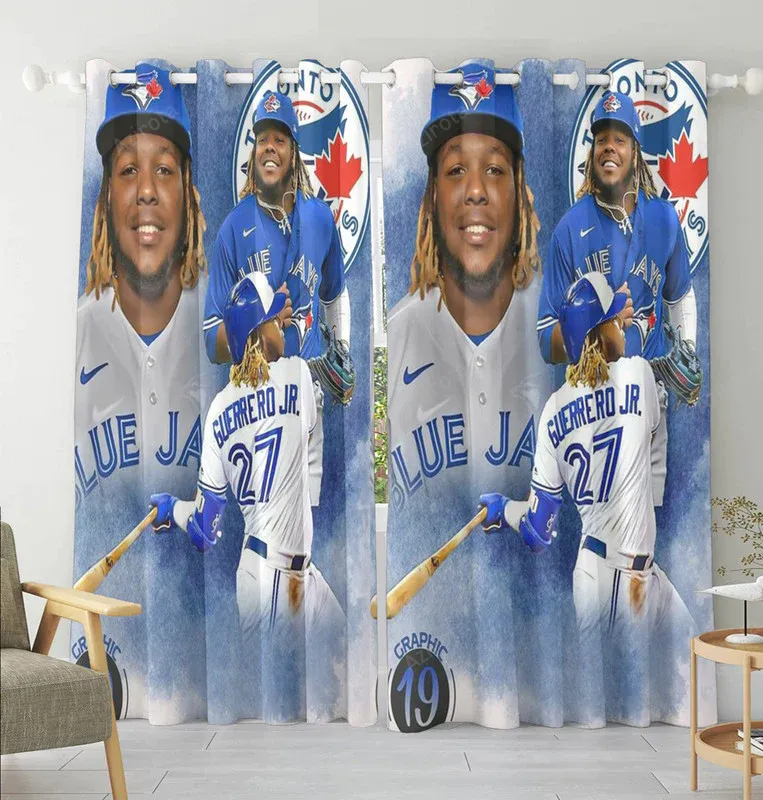 Toronto Blue Jays Vladimir Guerrero Jr4 Blackout Window Curtain 2 Panels For Living Room Bed Room Gift For Fan