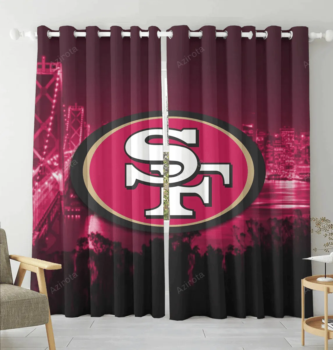 San Francisco 49ers City Blackout Window Curtain 2 Panels For Living Room Bed Room Gift For Fan