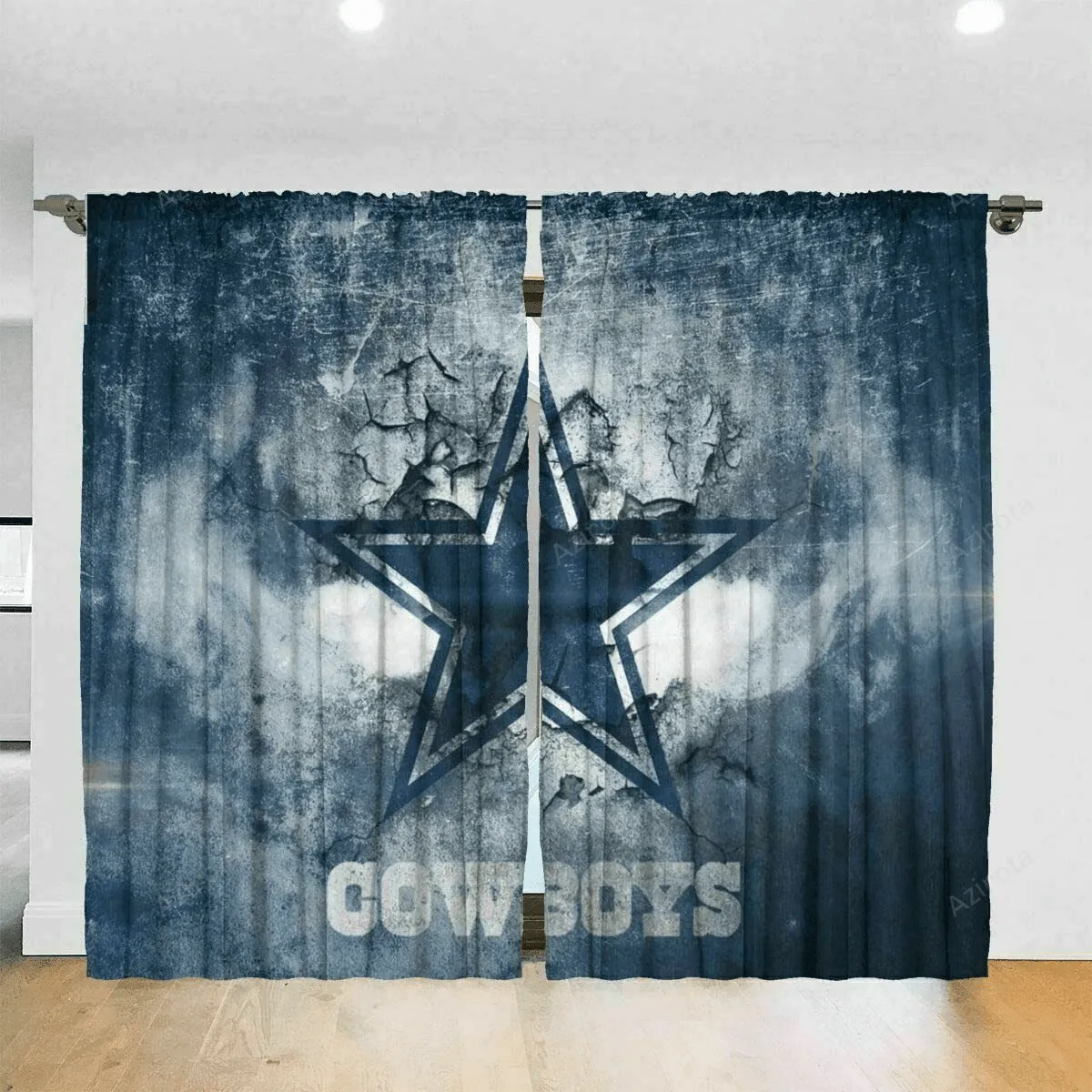 Dallas Cowboys Logo Crack Blackout Window Curtain For Living Room Bed Room Gift For Fan