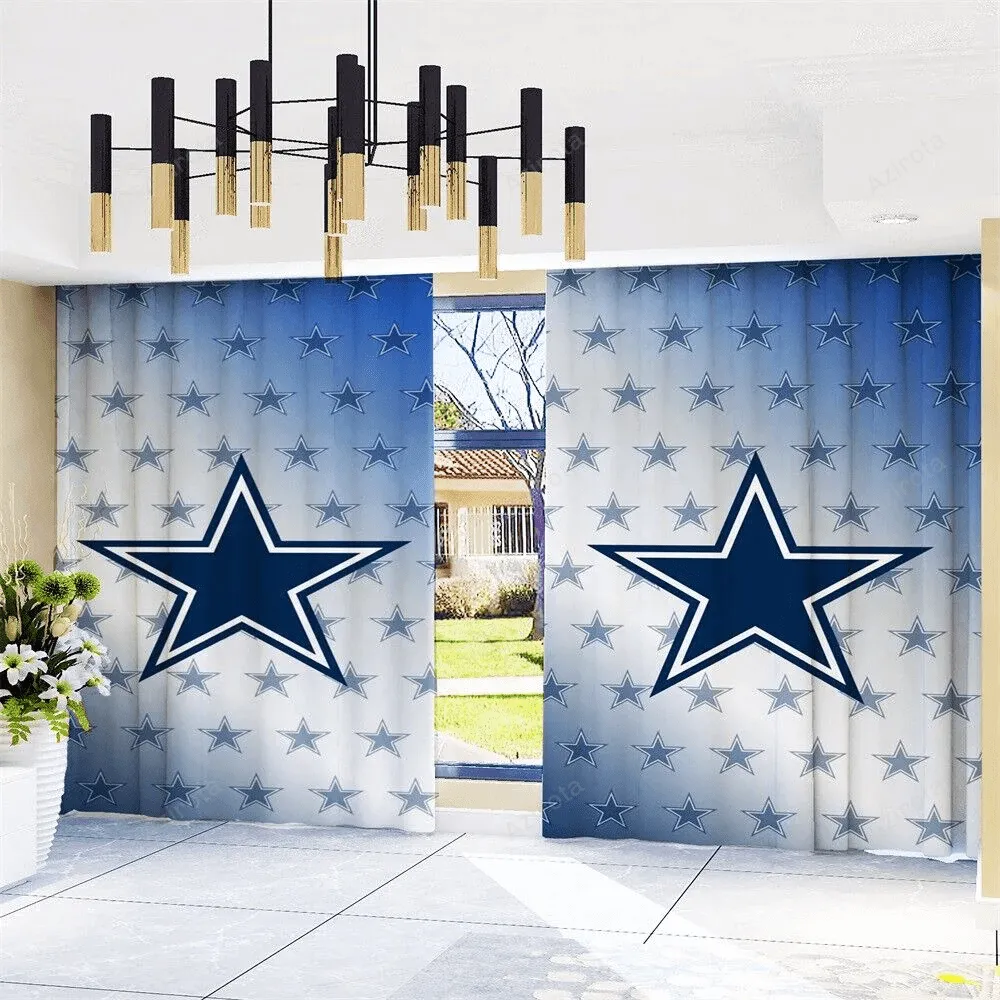 Dallas Cowboys Logo Blackout Window Curtain 9 For Living Room Bed Room Gift For Fan
