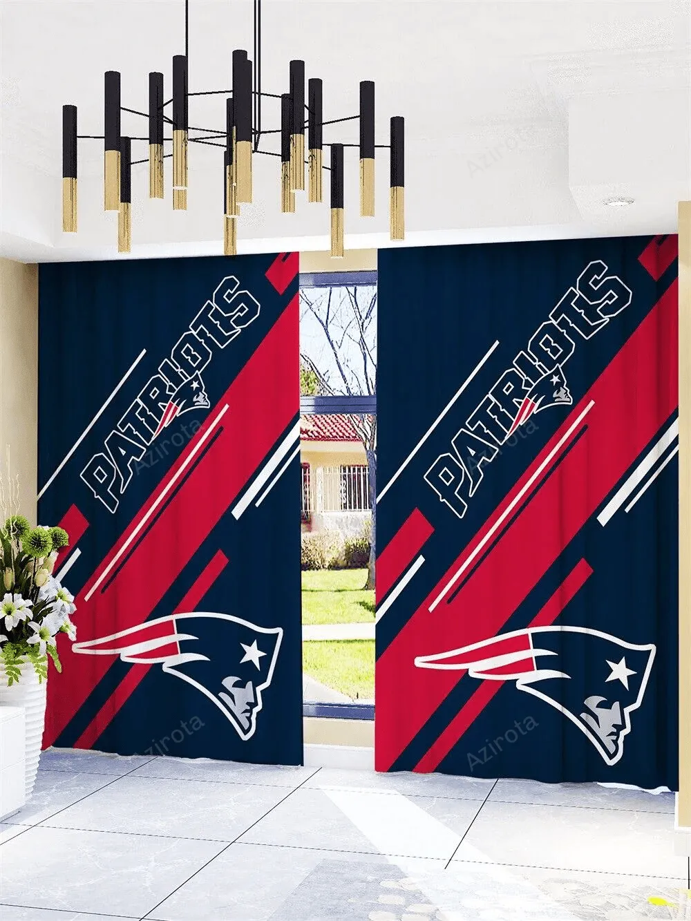 New England Patriots Logo 5 Blackout Window Curtain For Living Room Bed Room Gift For Fan