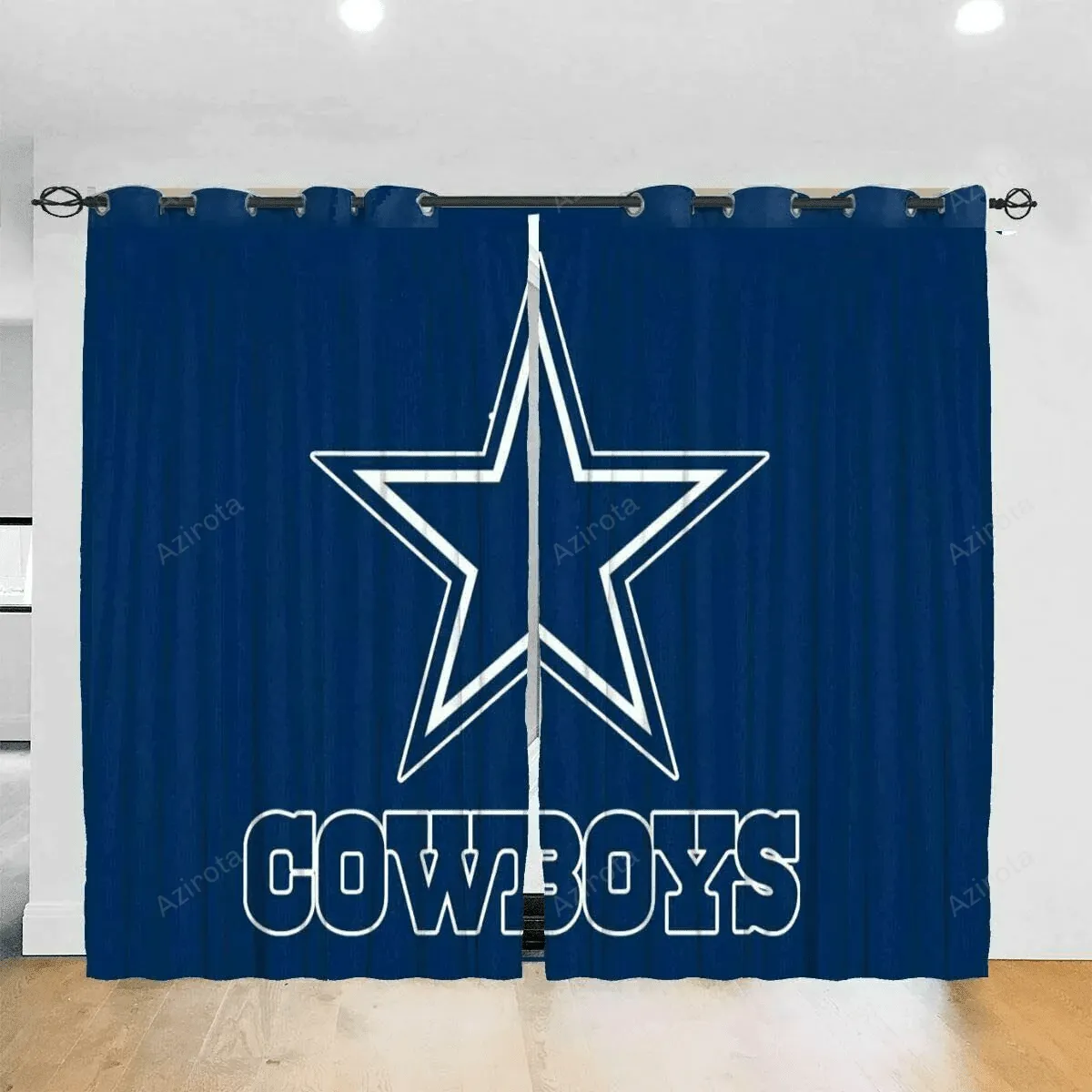 Dallas Cowboys Logo Blue Background Blackout Window Curtain For Living Room Bed Room Gift For Fan