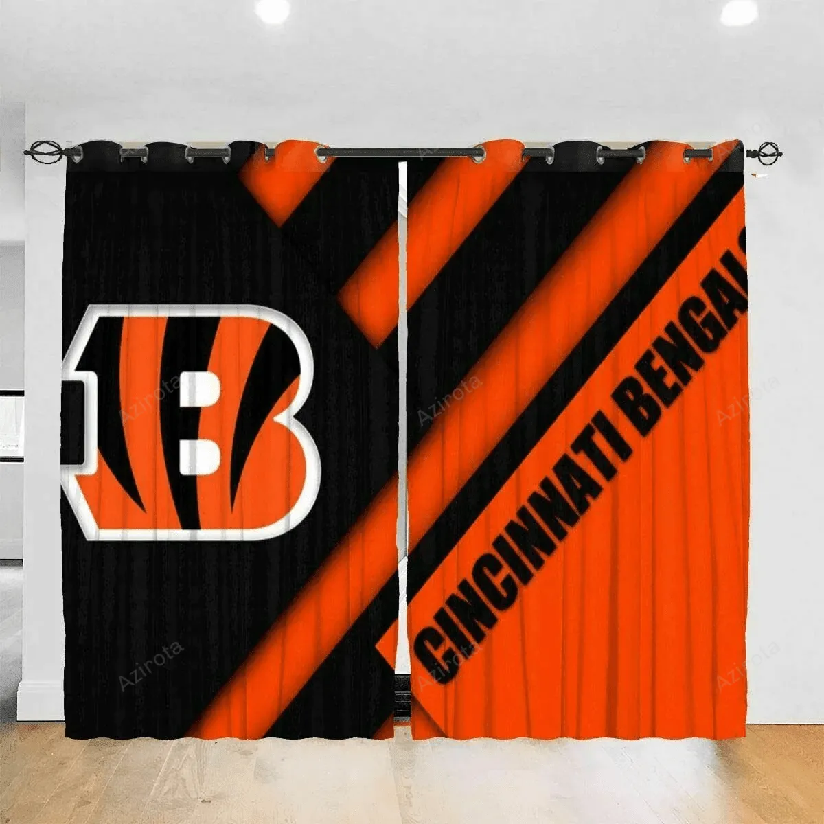 Cincinnati Bengals Logo 7 Blackout Window Curtain 2 Panels For Living Room Bed Room Gift For Fan