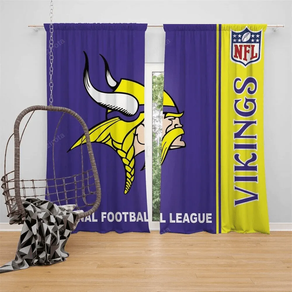 Minnesota Vikings America Team Blackout Window Curtain 2 Panels For Living Room Bed Room Gift For Fan