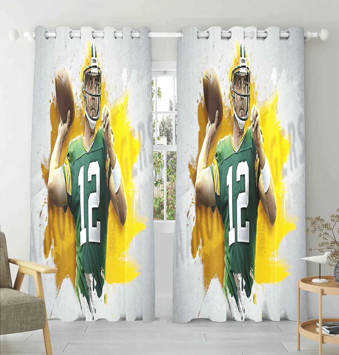 Green Bay Packers Aaron Rodgers V12 Window Curtain For Fans