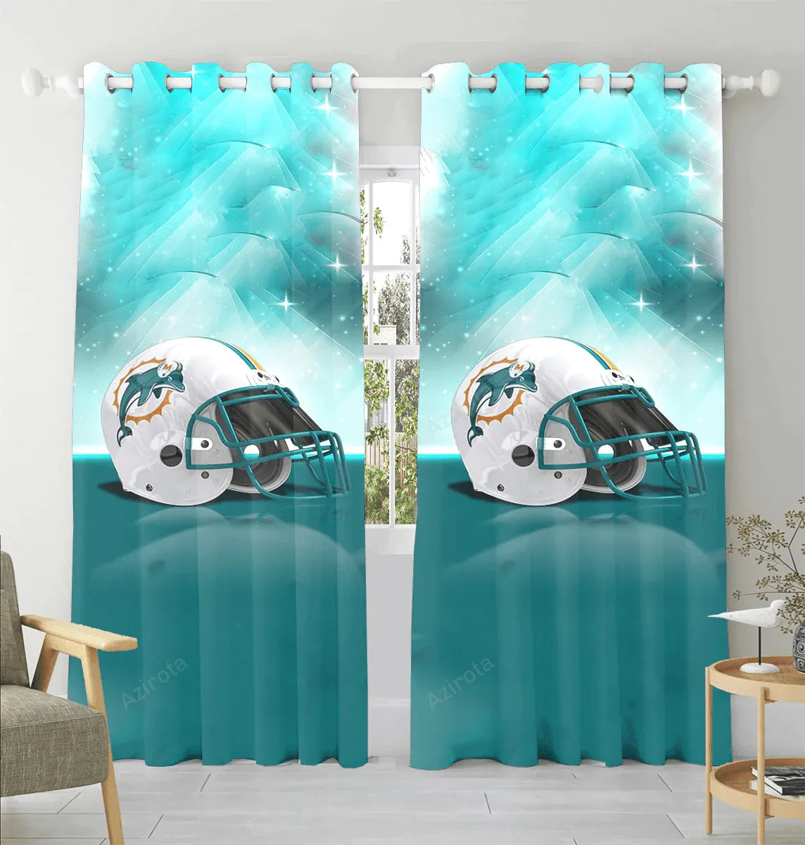 Miami Dolphins Helmet3 Window Curtain Gift For Fans