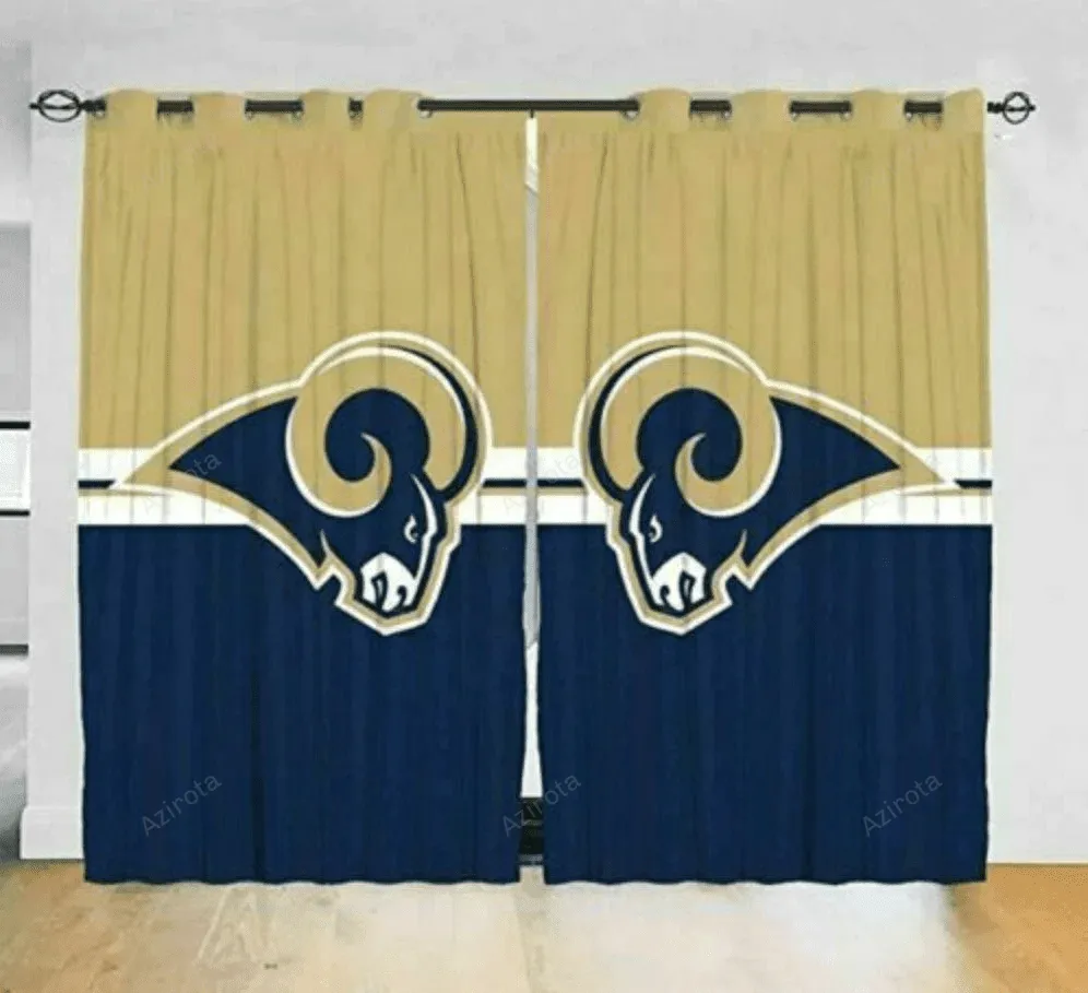 Los Angeles Rams Team Logo 5 Blackout Window Curtain 2 Panels For Living Room Bed Room ,losangelesrams Gift For Fan