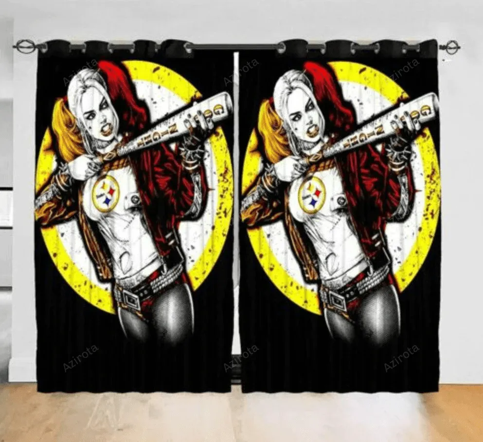 Pittsburgh Steelers Girl Good Night Blackout Window Curtain 2 Panels For Living Room Bed Room Gift For Fan