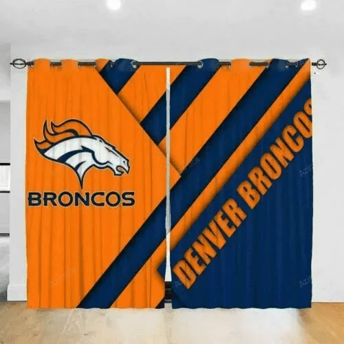 Denver Broncos Team Logo Blackout Window Curtain 2 Panels For Living Room Bed Room Gift For Fan