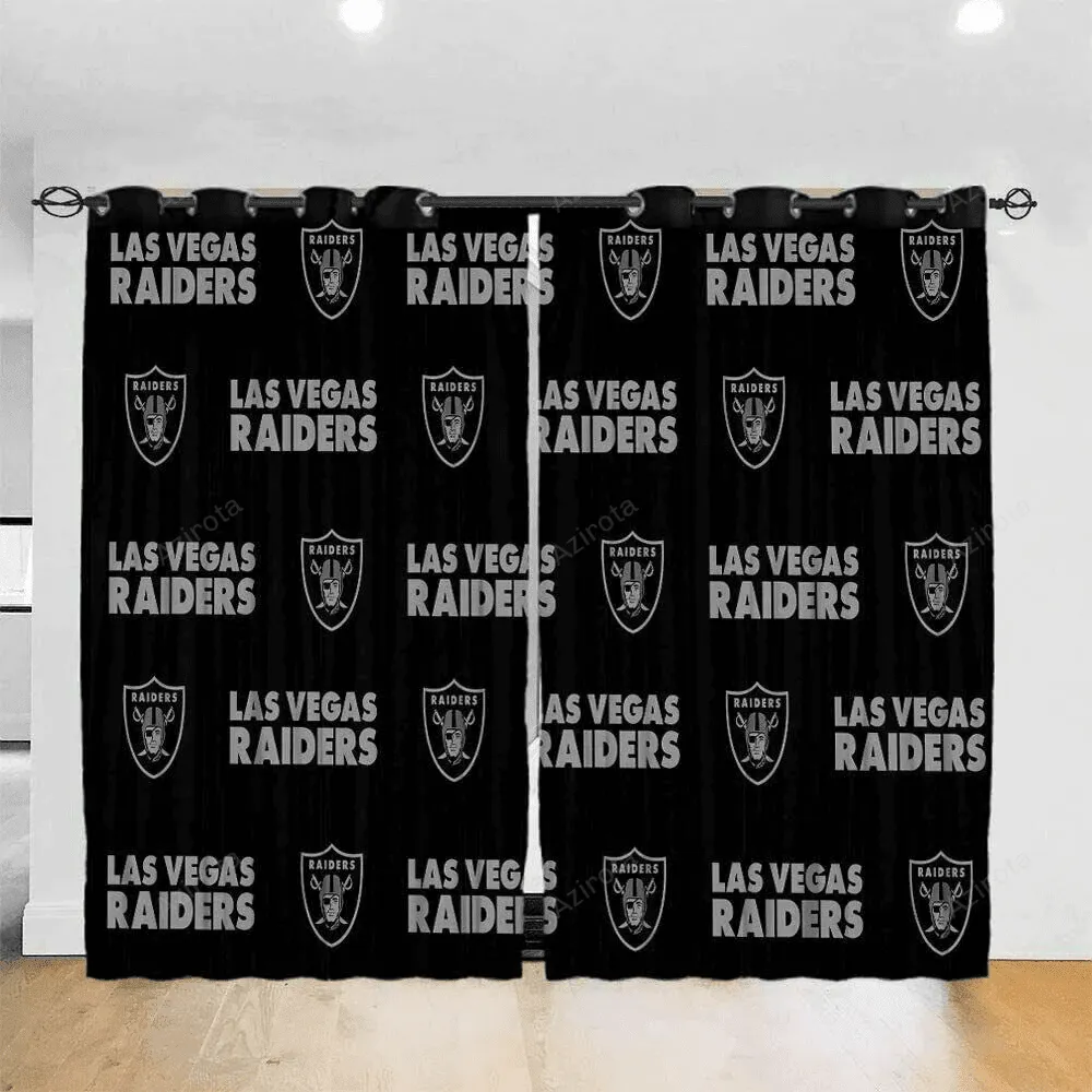 Las Vegas Raiders America Logo Pattern Blackout Window Curtain 2 Panels For Living Room Bed Room Gift For Fan