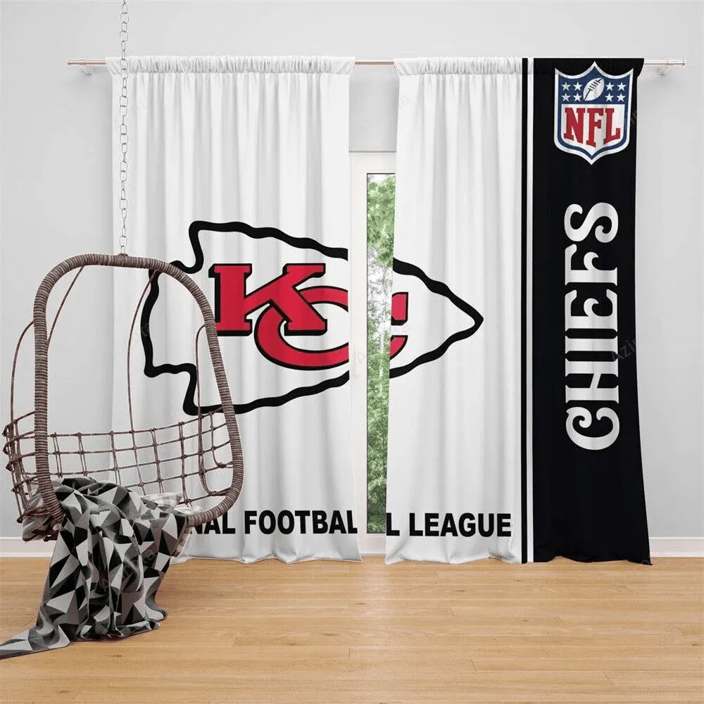 Kansas City Chiefs America Team Blackout Window Curtain 2 Panels For Living Room Bed Room Gift For Fan