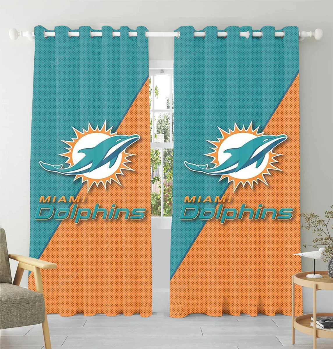 Miami Dolphins Logo 9 Window Curtain Gift For Fans
