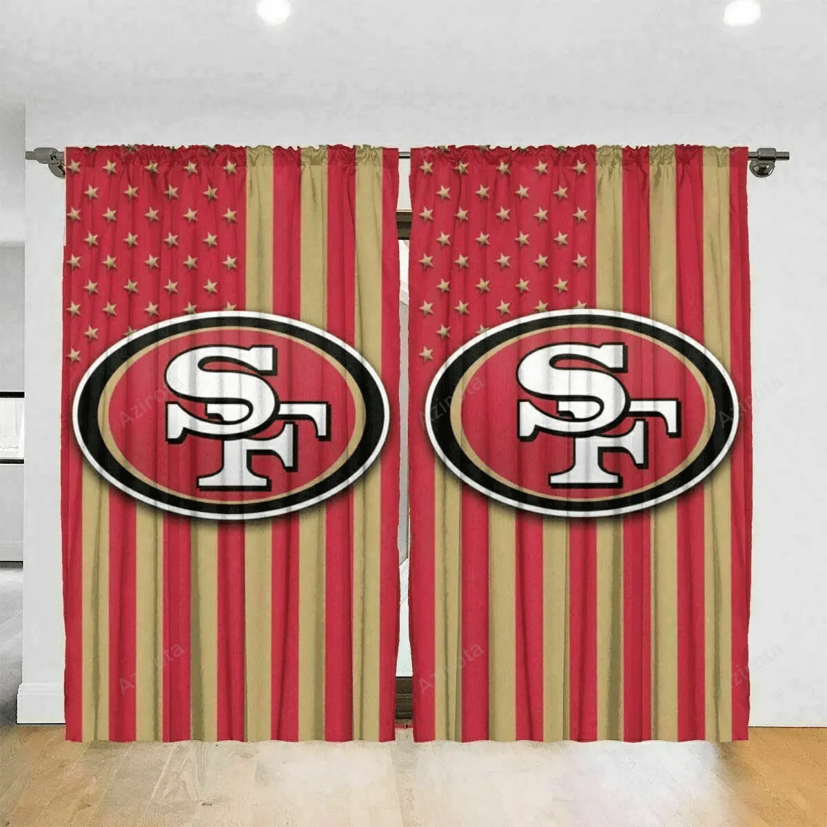 San Francisco 49ers USA Flag Logo Blackout Window Curtain 2 Panels For Living Room Bed Room Gift For Fan