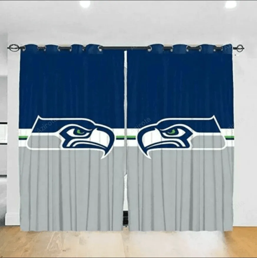 Seattle Seahawks Team Logo Blackout Window Curtain 2 Panels For Living Room Bed Room ,seattleseahawks Gift For Fan