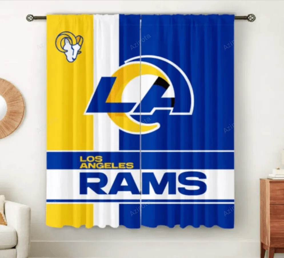 Los Angeles Rams Team Logo 9 Blackout Window Curtain 2 Panels For Living Room Bed Room ,losangelesrams Gift For Fan