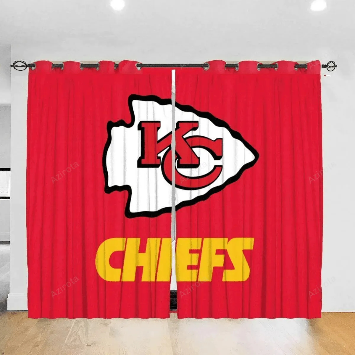 Kansas City Chiefs America Team Logo Red 2 Background Blackout Window Curtain 2 Panels For Living Room Bed Room Gift For Fan