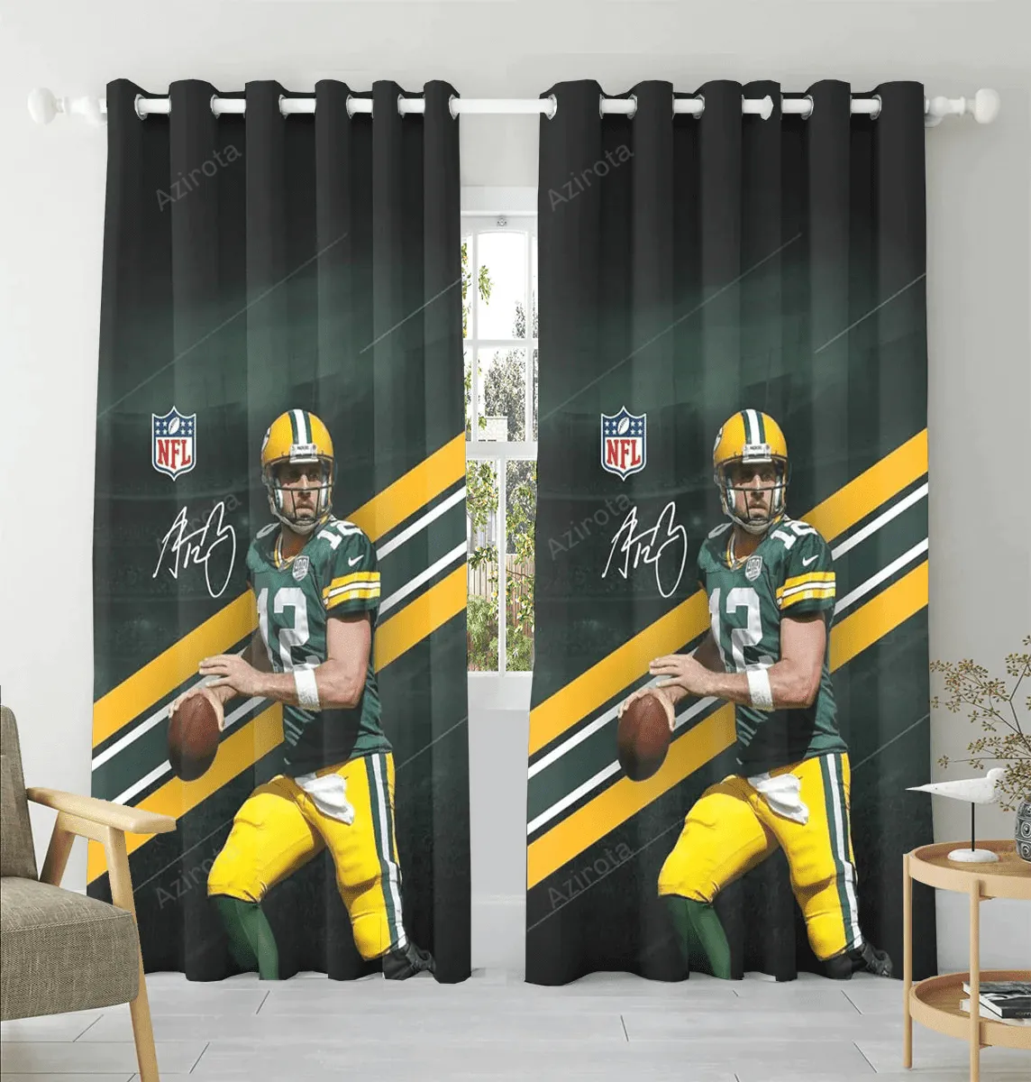 Green Bay Packers Aaron Rodgers V3 Window Curtain For Fans