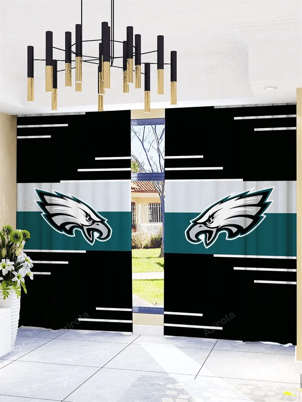 Philadelphia Eagles America Logo 5 Blackout Window Curtain 2 Panels For Living Room Bed Room Gift For Fan