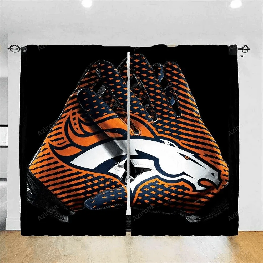 Denver Broncos Gloves Logo Blackout Window Curtain 2 Panels For Living Room Bed Room Gift For Fan
